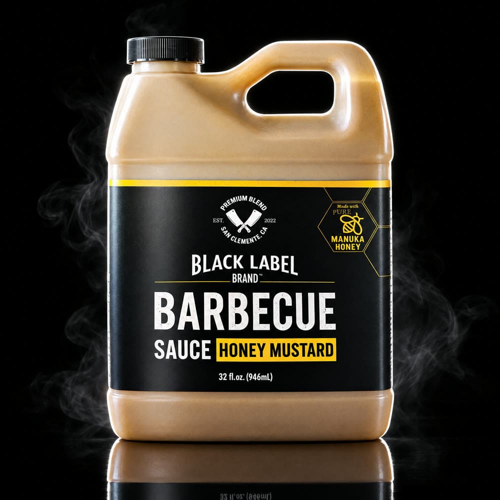 Black Label Honey Mustard barbecue sauce 32 oz jug